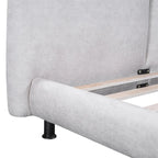 Upholstered Platform Bed w/Two Large Headrests& Thick Fabric,Polyester
