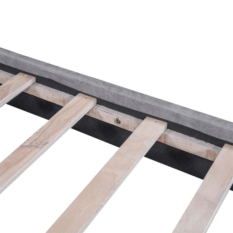 Upholstered Platform Bed w/Two Large Headrests& Thick Fabric,Polyester