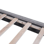 Upholstered Platform Bed w/Two Large Headrests& Thick Fabric,Polyester