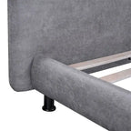 Upholstered Platform Bed w/Two Large Headrests& Thick Fabric,Polyester