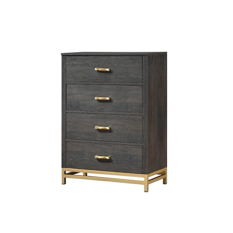 Wedro 5 Piece Dark Brown Rustic Panel Bedroom Set