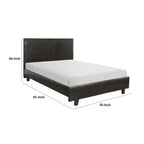 Leo California King Size Platform Bed, Brown Faux Leather, Solid Wood