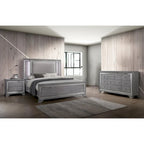 Furniture of America Taia Contemporary Grey 3-Piece Panel Bed, Nightstand and Dresser Set with LED