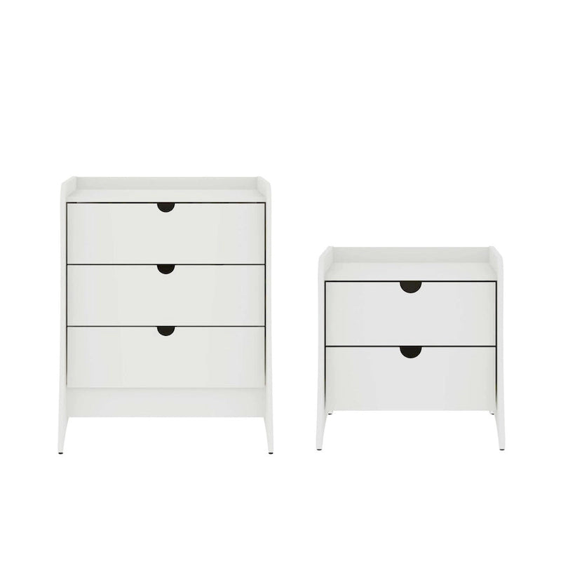 Manhattan Comfort Coney 2-Piece Mid-Century Modern Dresser and Nightstand Set