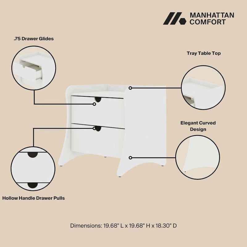 Manhattan Comfort Coney 2-Piece Mid-Century Modern Dresser and Nightstand Set
