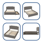 Queen Platform Bed with Twin Size Trundle and 2 USB Ports on each side