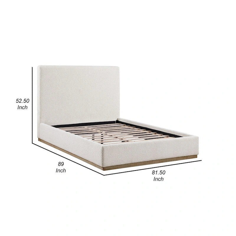 Ole King Size Bed, Upholstered Panel Headboard, Gold Plinth Base, Ivory