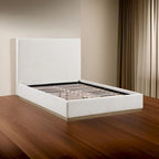 Ole King Size Bed, Upholstered Panel Headboard, Gold Plinth Base, Ivory