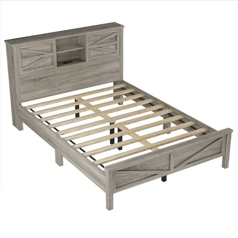 3-Pieces Bedroom Sets Queen Size Platform Bed with Storage Nightstand and Dresser