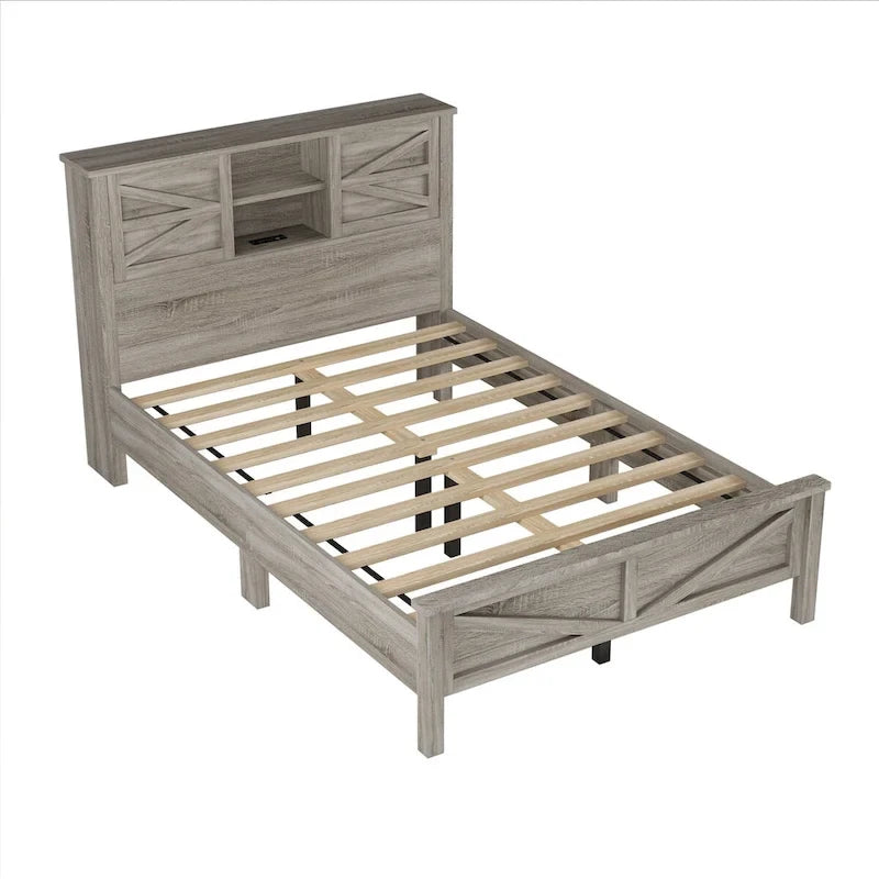 3-Pieces Bedroom Sets Queen Size Platform Bed with Storage Nightstand and Dresser