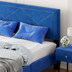 Queen Size Upholstered Bed Frame with Rivet Design