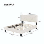 Queen Size Upholstered Bed Frame with Rivet Design