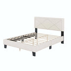 Queen Size Upholstered Bed Frame with Rivet Design