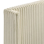 Roundhill Furniture Mavela Wide Wale Corduroy Upholstery Panel Bed with 2 Nightstands and Bench, Cream