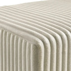 Roundhill Furniture Mavela Wide Wale Corduroy Upholstery Panel Bed with 2 Nightstands and Bench, Cream