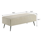 Roundhill Furniture Mavela Wide Wale Corduroy Upholstery Panel Bed with 2 Nightstands and Bench, Cream