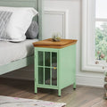 Set of 2 Modern Nightstand with Storage Cabinet & Solid Wood Tabletop