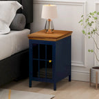 Set of 2 Modern Nightstand with Storage Cabinet & Solid Wood Tabletop
