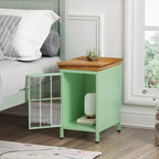 Set of 2 Modern Nightstand with Storage Cabinet & Solid Wood Tabletop