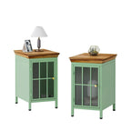 Set of 2 Modern Nightstand with Storage Cabinet & Solid Wood Tabletop