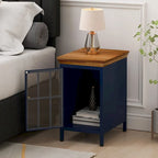 Set of 2 Modern Nightstand with Storage Cabinet & Solid Wood Tabletop