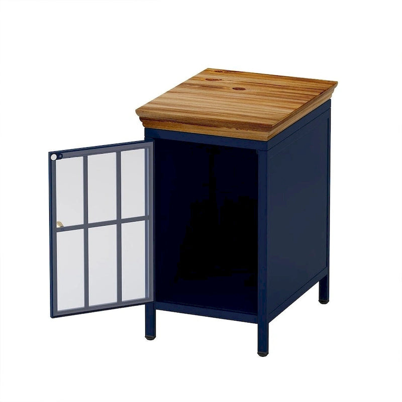 Set of 2 Modern Nightstand with Storage Cabinet & Solid Wood Tabletop