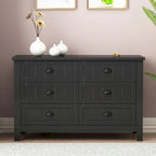 Modern Drawer Dresser with Solid Wood Frame and Retro Shell Handle