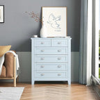 Modern Drawer Dresser with Solid Wood Frame and Retro Shell Handle