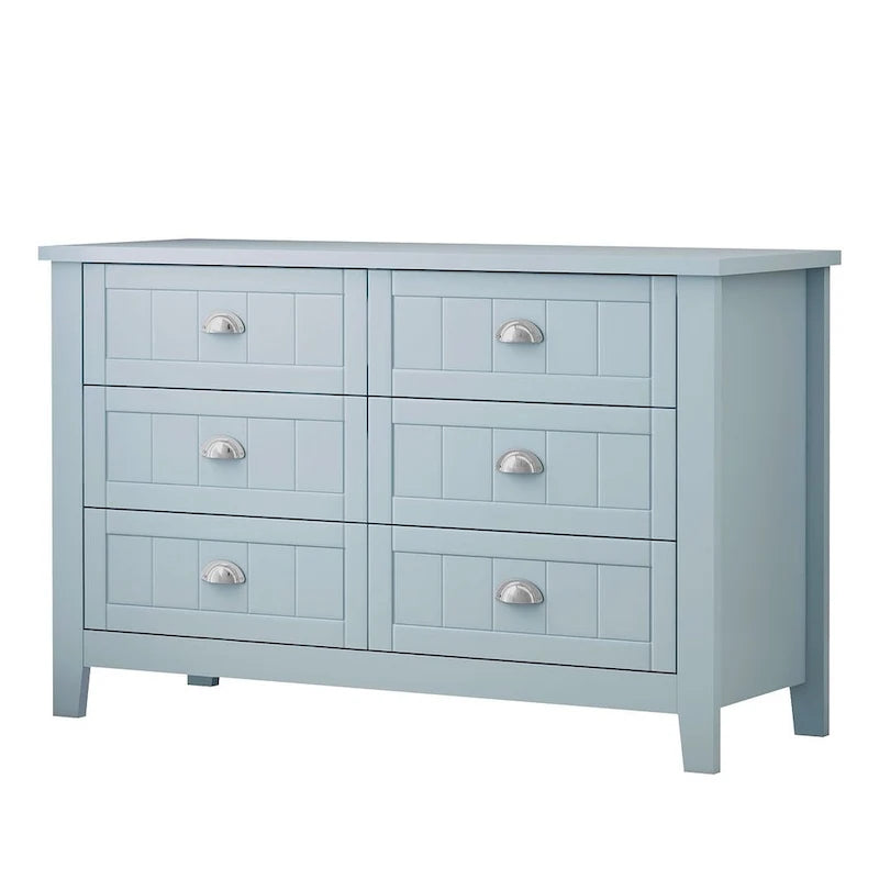 Modern Drawer Dresser with Solid Wood Frame and Retro Shell Handle