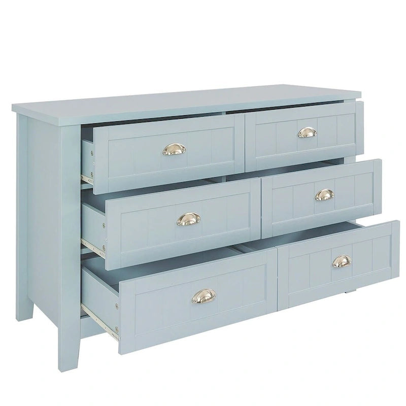 Modern Drawer Dresser with Solid Wood Frame and Retro Shell Handle