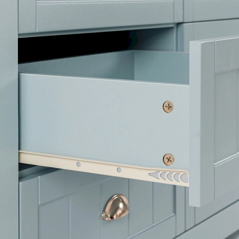 Modern Drawer Dresser with Solid Wood Frame and Retro Shell Handle