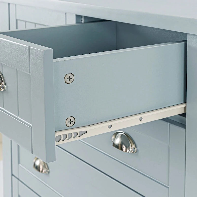 Modern Drawer Dresser with Solid Wood Frame and Retro Shell Handle