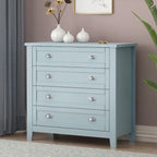 Modern Drawer Dresser with Solid Wood Frame and Retro Shell Handle