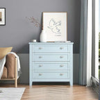 Modern Drawer Dresser with Solid Wood Frame and Retro Shell Handle