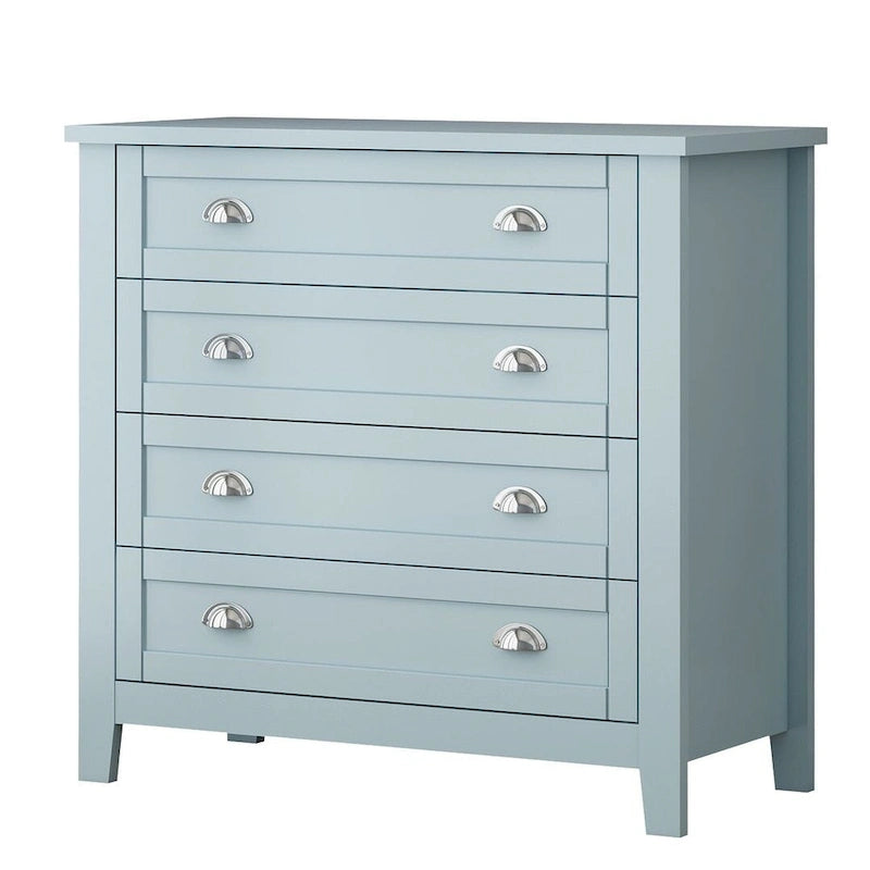 Modern Drawer Dresser with Solid Wood Frame and Retro Shell Handle