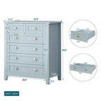 Modern Drawer Dresser with Solid Wood Frame and Retro Shell Handle