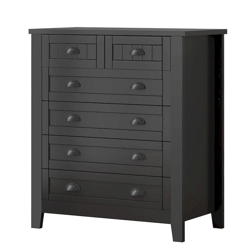 Modern Drawer Dresser with Solid Wood Frame and Retro Shell Handle