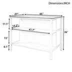 Farmhouse Solid Wood 45 Fixed Kitchen Island with 2 Open Shelves