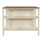 Farmhouse Solid Wood 45 Fixed Kitchen Island with 2 Open Shelves