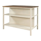 Farmhouse Solid Wood 45 Fixed Kitchen Island with 2 Open Shelves