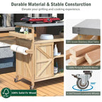 Outdoor kitchen island with rolling cart and stainless steel top