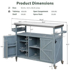 Outdoor kitchen island with rolling cart and stainless steel top