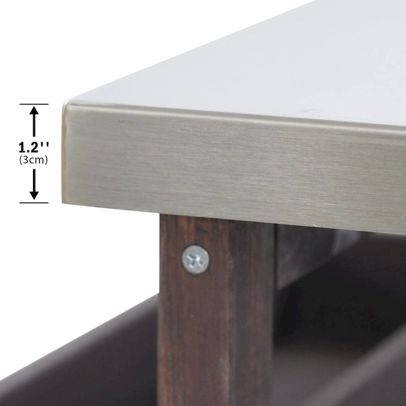 Outdoor kitchen island with rolling cart and stainless steel top