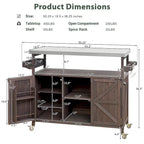 Outdoor kitchen island with rolling cart and stainless steel top