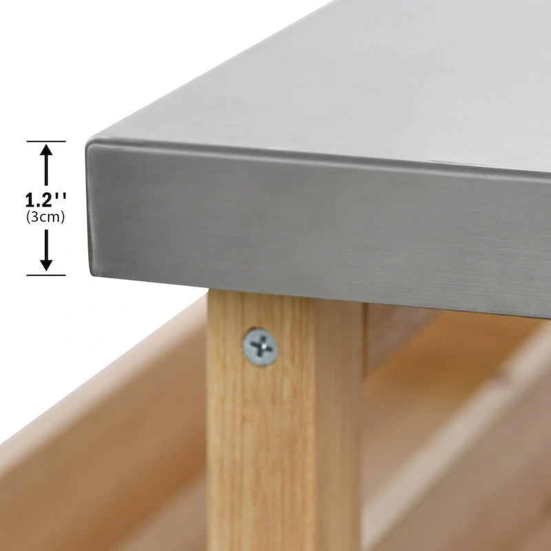 Outdoor kitchen island with rolling cart and stainless steel top