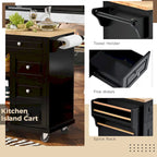 Kitchen Cart with Storage and 5 Drawers,Spice Rack,Towel Holder ,Rubber Wood Desktop Rolling Mobile Kitchen Island
