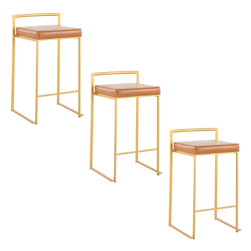 Silver Orchid Forrest Gold Stackable Fully Welded Counter Stool (Set of 3)