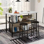 Mieres Kitchen Island with 2 Stools and Open Shelves