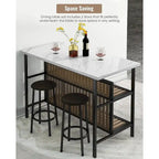 Mieres Kitchen Island with 2 Stools and Open Shelves