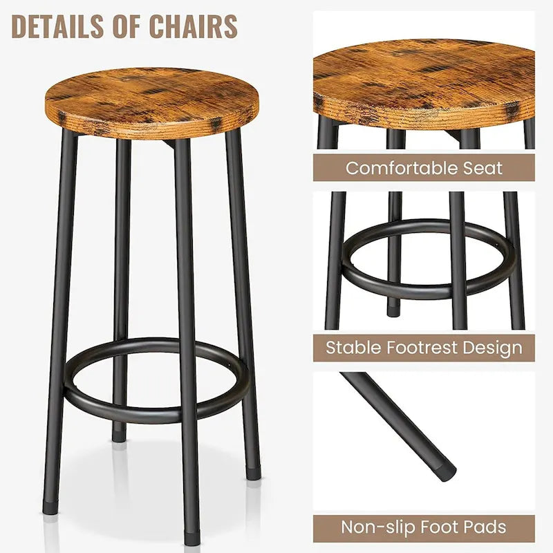 Mieres Kitchen Island with 2 Stools and Open Shelves